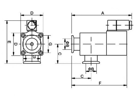 Клапан вакуумный   DDQ-JQ25 KF25 Пневматический уплотнение -  материал - Алюминий